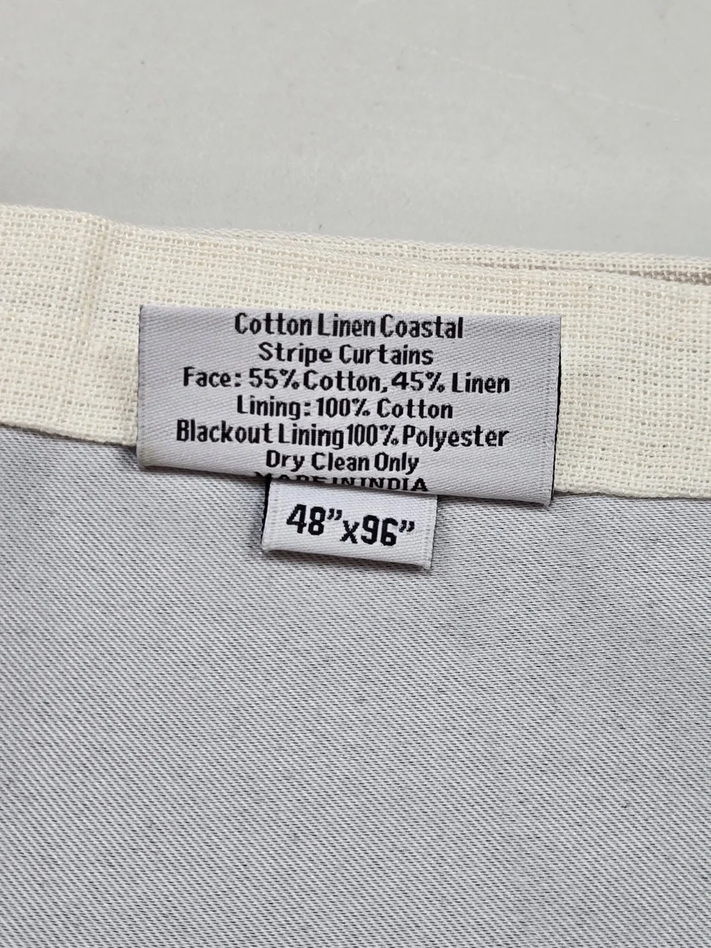 QUINCE Set Of 2 48x96 Coastal Stripe Linen Cotton True Blackout Curtains 9295